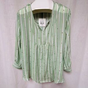 Blouse 3XL light sage
Longsleeve sheer
Stripe 
Yoke front
NWT
3XL